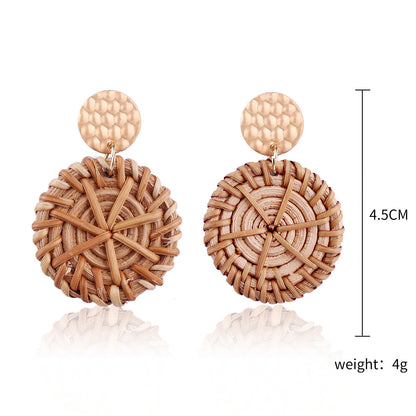 Boucles d'oreilles en bambou et rotin tissés à la main, boucles d'oreilles tribales en rotin - LUXARAH