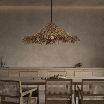 Lampe en rotin chapeau de paille pour chambre à coucher - LUXARAH