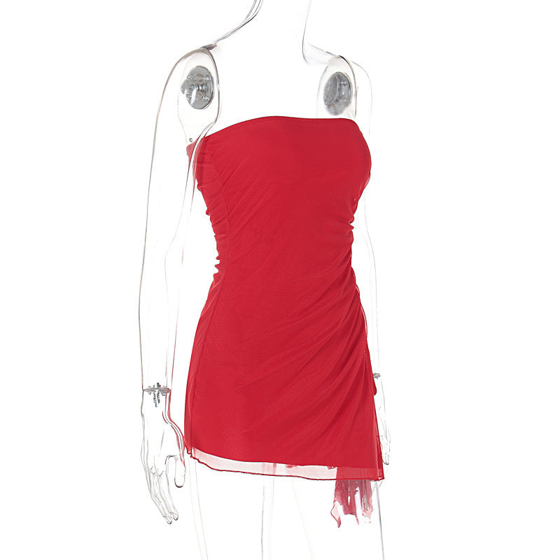 Robe tube fendue Y2K, tenue d'été tendance dos nu - LUXARAH
