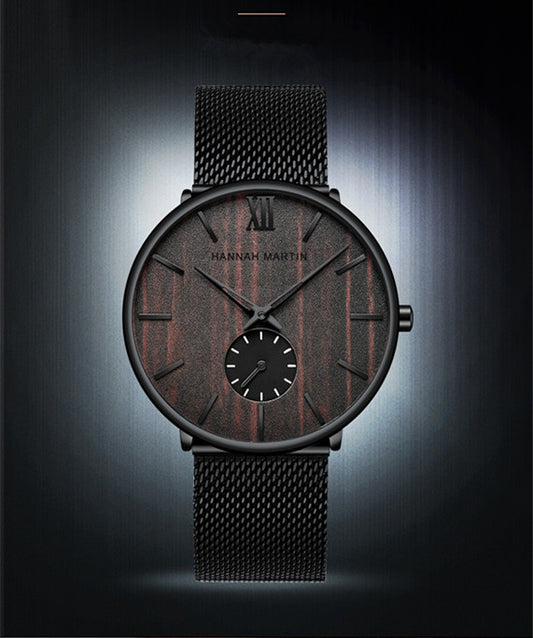 Montre en bois pour homme en bambou et bois d'ébène