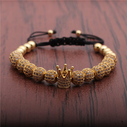 Bracelet ajustable tissé avec micro-incrustations de zircons et strass - LUXARAH