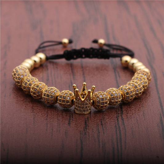 Bracelet ajustable tissé avec micro-incrustations de zircons et strass - LUXARAH