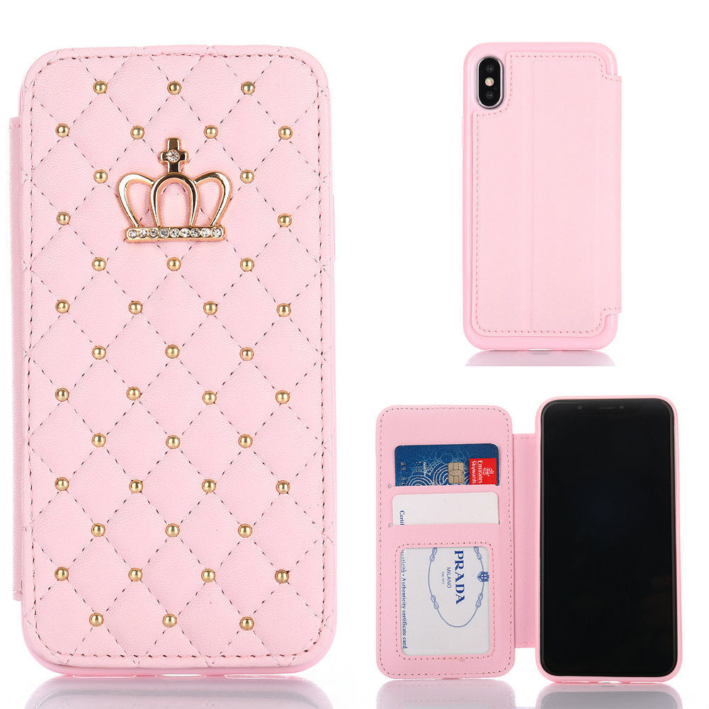 Étui en cuir Crown Card pour téléphone Samsung