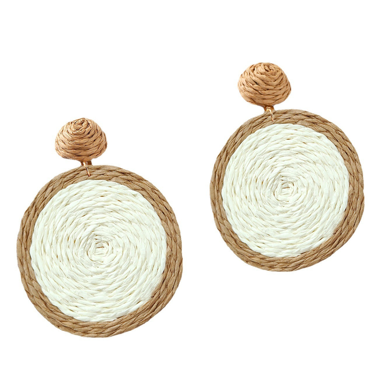Boucles d'oreilles bohèmes tissées à la main en rotin synthétique - LUXARAH