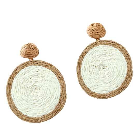 Boucles d'oreilles bohèmes tissées à la main en rotin synthétique - LUXARAH
