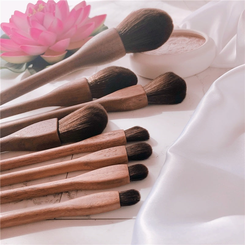 Ensemble de pinceaux de maquillage avec manche en bois, ensemble de pinceaux pour blush, yeux, eye-liner, poudre, fond de teint - LUXARAH