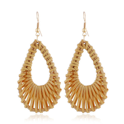 Boucles d'oreilles pendantes en rotin tissé simple et personnalisé - LUXARAH