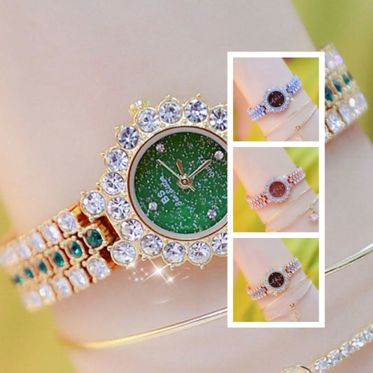Montre à quartz multicolore pour femme, montre-bracelet analogique de luxe en acier inoxydable, bracelet habillé, horloge