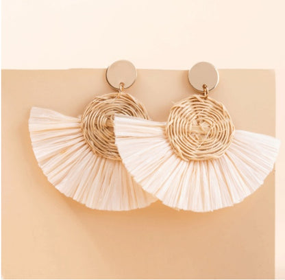 Boucles d'oreilles en rotin rouge pour femme, style vacances, printemps et été - LUXARAH