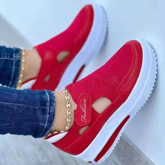 Baskets d'été pour femmes, nouvelles chaussures décontractées à semelle compensée basse, respirantes, antidérapantes, confortables, chaussures de sport en maille, style tendance - LUXARAH
