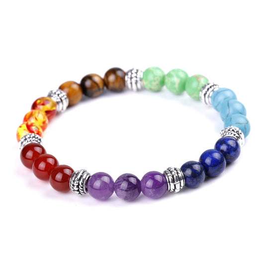 Bracelet de yoga énergétique en pierre naturelle colorée avec chakras - LUXARAH