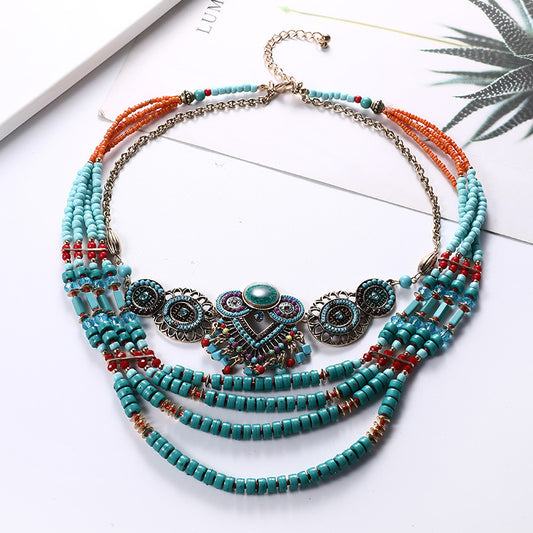 Collier pendentif, bohème pour femme, 60 cm, bijou ethnique, cadeau pour amie - LUXARAH
