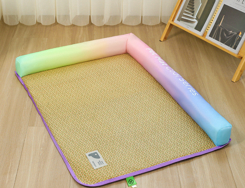 Tapis pour animaux de compagnie en rotin glacé tissé - LUXARAH