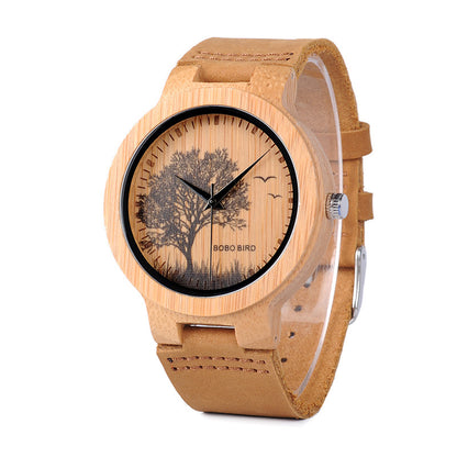 Montre littéraire rétro en bambou