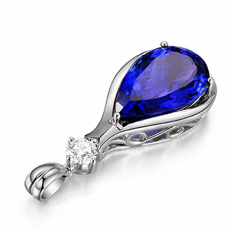 Collar con colgante de ojo de ángel de cristal de tanzanita y zafiro azul para mujer, joyería de fiesta, regalos de moda.
