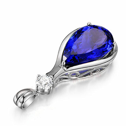 Collar con colgante de ojo de ángel de cristal de tanzanita y zafiro azul para mujer, joyería de fiesta, regalos de moda.
