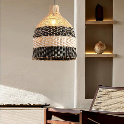Plafonnier en rotin tressé pour salon, style rétro et créatif - LUXARAH