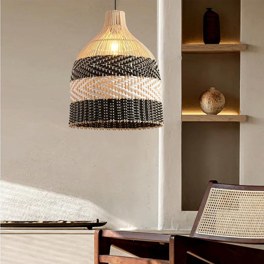 Plafonnier en rotin tressé pour salon, style rétro et créatif - LUXARAH