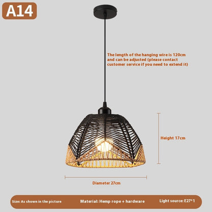 Nouveau lustre créatif en rotin tissé de style chinois - LUXARAH