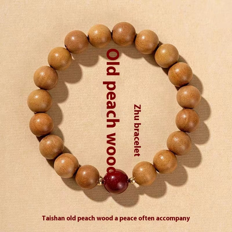 Bracelet de méditation chinois en bois de pêcher naturel - LUXARAH