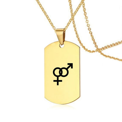 Collier en acier inoxydable avec inscription LGBT, symbole de la fierté gay, lesbienne et transgenre, pour hommes et femmes