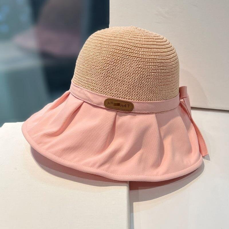 Chapeau de pêcheur en paille à large bord, protection solaire anti-UV et protection du visage, idéal pour l'extérieur