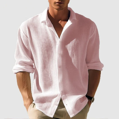 Chemise à manches longues et revers pour homme, tendance, unie, simple boutonnage, vêtements d'automne et de printemps