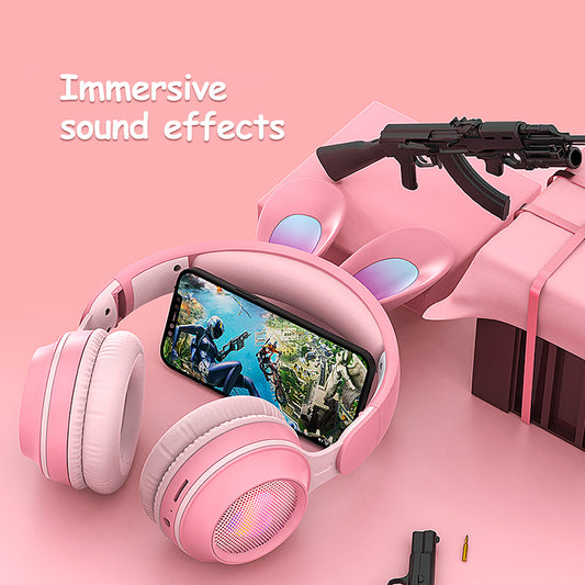 Casque sans fil extensible et lumineux à oreilles de lapin