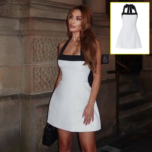 Robe courte sexy noire à épaules dénudées et col licou, blanche, sans manches, décontractée, style Lolita Y2K, collection printemps-été 2025 - LUXARAH
