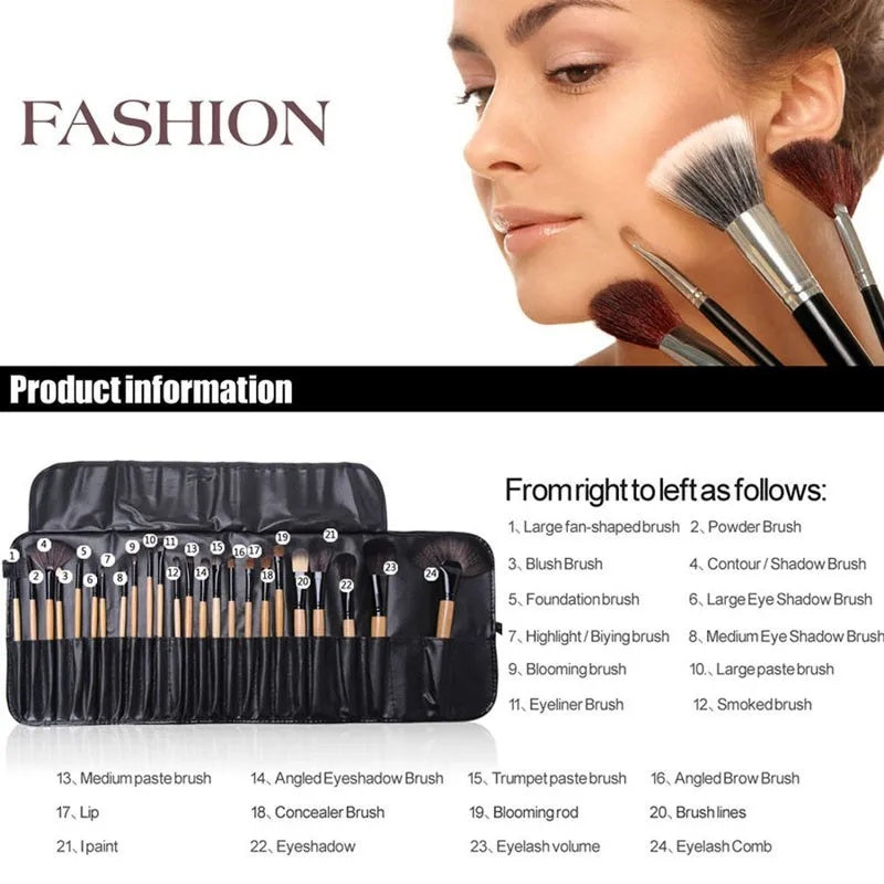 Coffret cadeau de 24 pinceaux de maquillage professionnels, pinceaux pour sourcils, poudre, fond de teint, fards à paupières, outils de maquillage - LUXARAH