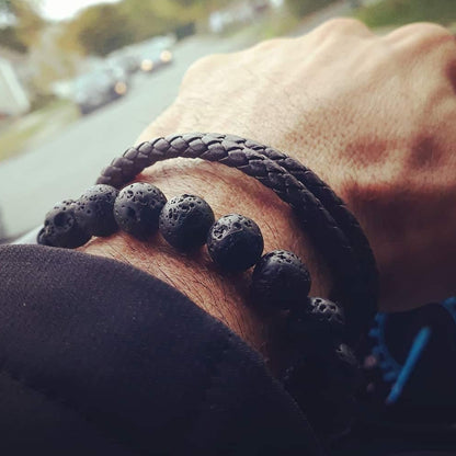 Bracelet de perles en pierre volcanique et œil de tigre - LUXARAH