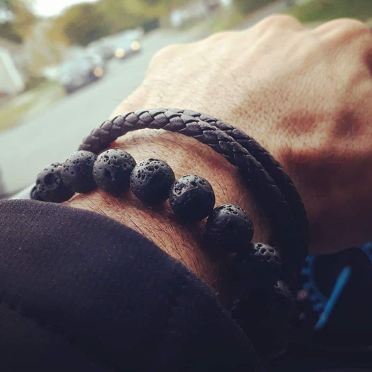 Bracelet de perles en pierre volcanique et œil de tigre - LUXARAH