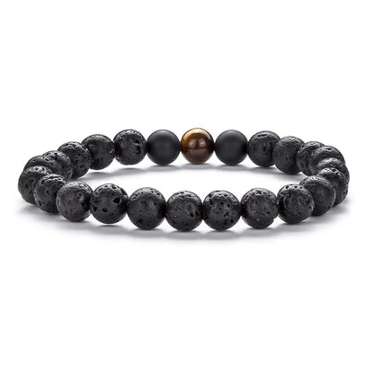 Bracelet de perles en pierre volcanique et œil de tigre - LUXARAH