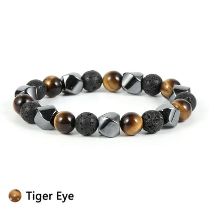 Bracelet en pierre volcanique œil de tigre naturelle - LUXARAH