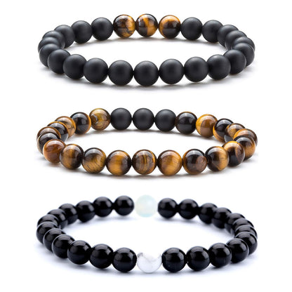 Bracelet de perles en pierre volcanique et œil de tigre - LUXARAH
