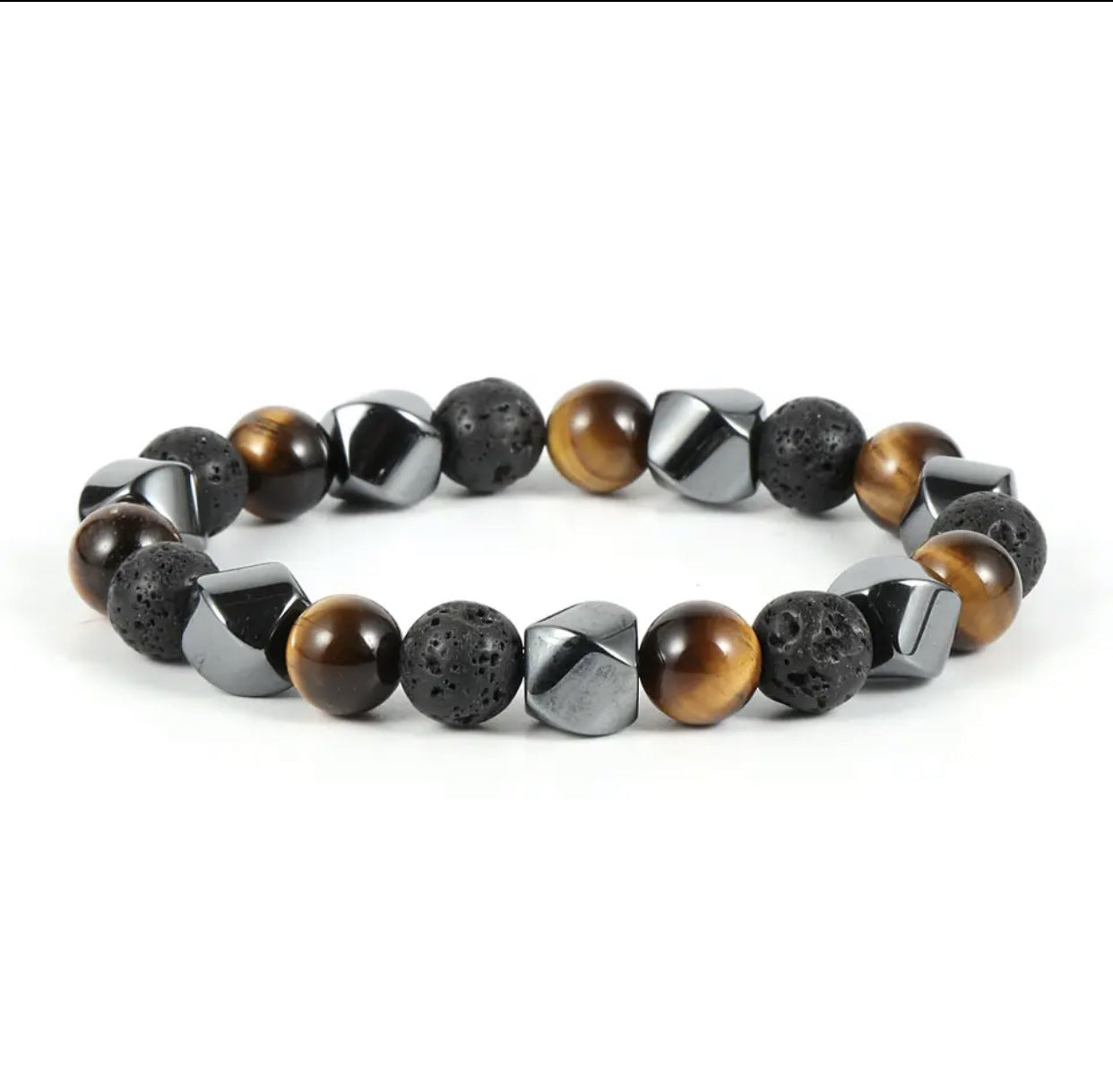 Bracelet en pierre volcanique œil de tigre naturelle - LUXARAH