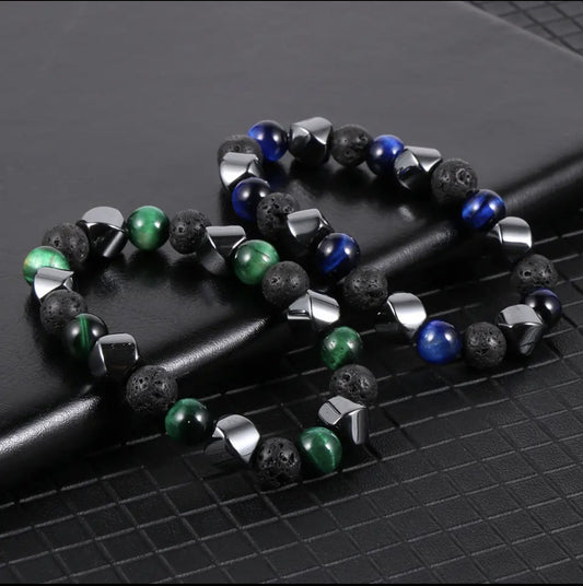 Bracelet en pierre volcanique œil de tigre naturelle - LUXARAH