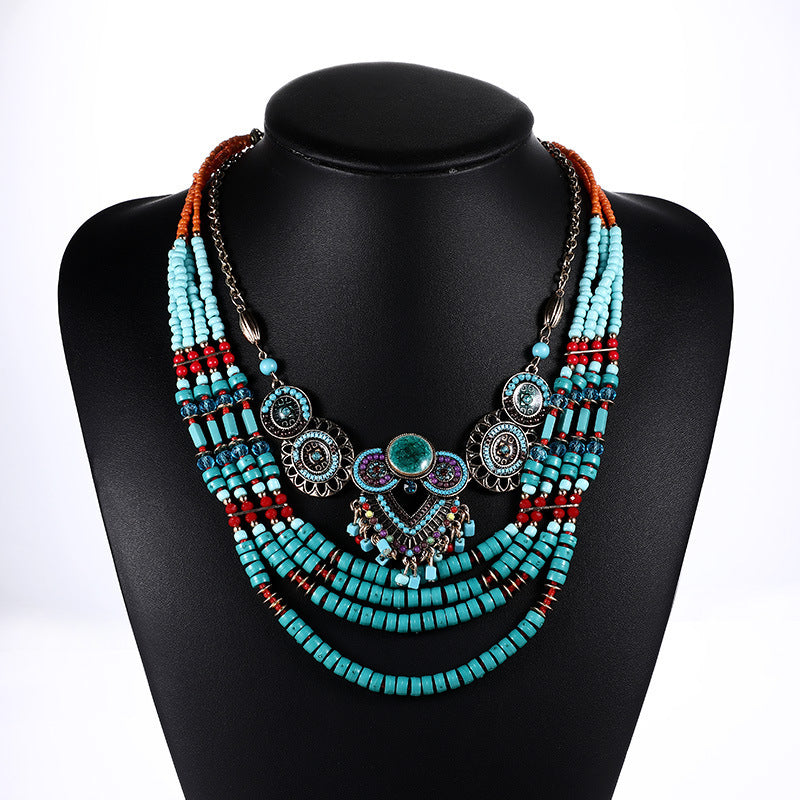 Collier pendentif, bohème pour femme, 60 cm, bijou ethnique, cadeau pour amie - LUXARAH