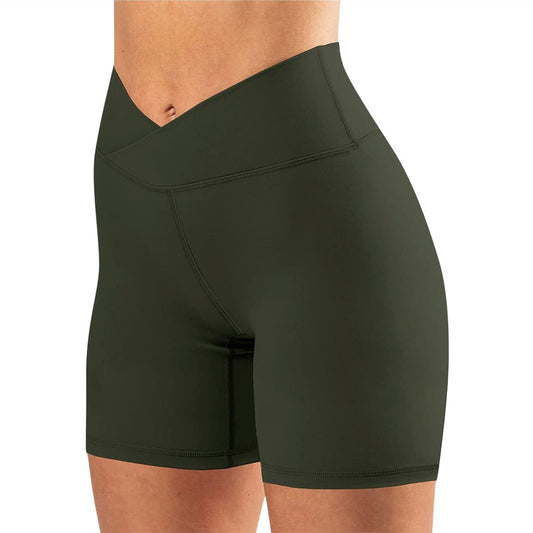 Leggings de yoga fitness grande taille pour femmes, taille croisée, leggings courts - LUXARAH