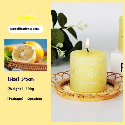 Bougie d'aromathérapie cylindrique colorée, bougie parfumée brillante, bougies sans fumée
