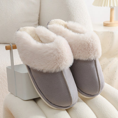 Chaussons d'hiver chauds en peluche pour femme, pantoufles d'intérieur en fourrure, chaussures en coton doublées douces, confortables et antidérapantes, pour chambre à coucher, pour couple - LUXARAH