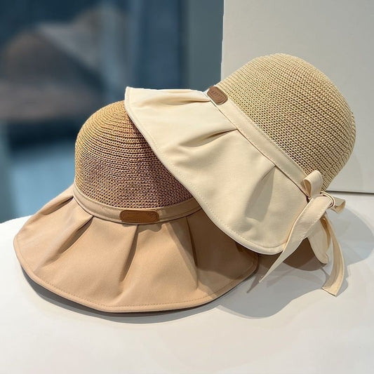 Chapeau de pêcheur en paille à large bord, protection solaire anti-UV et protection du visage, idéal pour l'extérieur