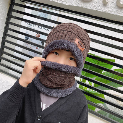 Ensemble bonnet et écharpe d'hiver en tricot chaud, doublé polaire épaisse, cache-cou pour homme et femme