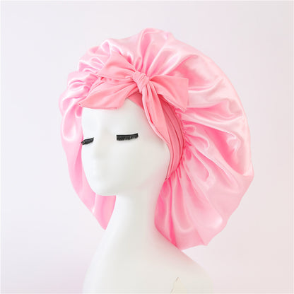 Bonnet en soie pour dormir, bonnet en satin, bonnet de nuit, écharpe pour cheveux bouclés avec lien à nouer