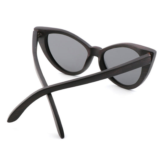 Lunettes de soleil polarisées œil de chat pour femmes, en bois de bambou, tendance - LUXARAH