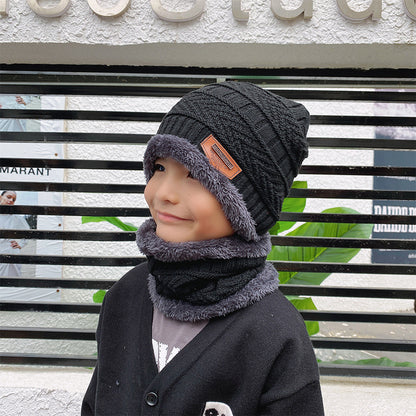 Ensemble bonnet et écharpe d'hiver en tricot chaud, doublé polaire épaisse, cache-cou pour homme et femme