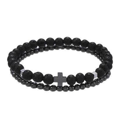 Lot de 2 bracelets combinés en hématite pour homme - LUXARAH