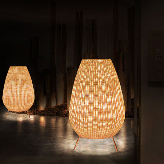 Lampadaire de style japonais en rotin pour salon et chambre à coucher - LUXARAH