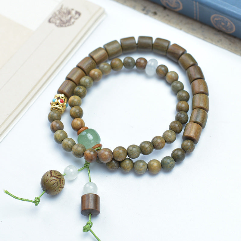 Bracelet à double anneau en bambou et bois de santal vert naturel à faire soi-même - LUXARAH