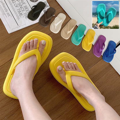 Tongs tendance de couleur unie pour femmes, tongs à semelle souple